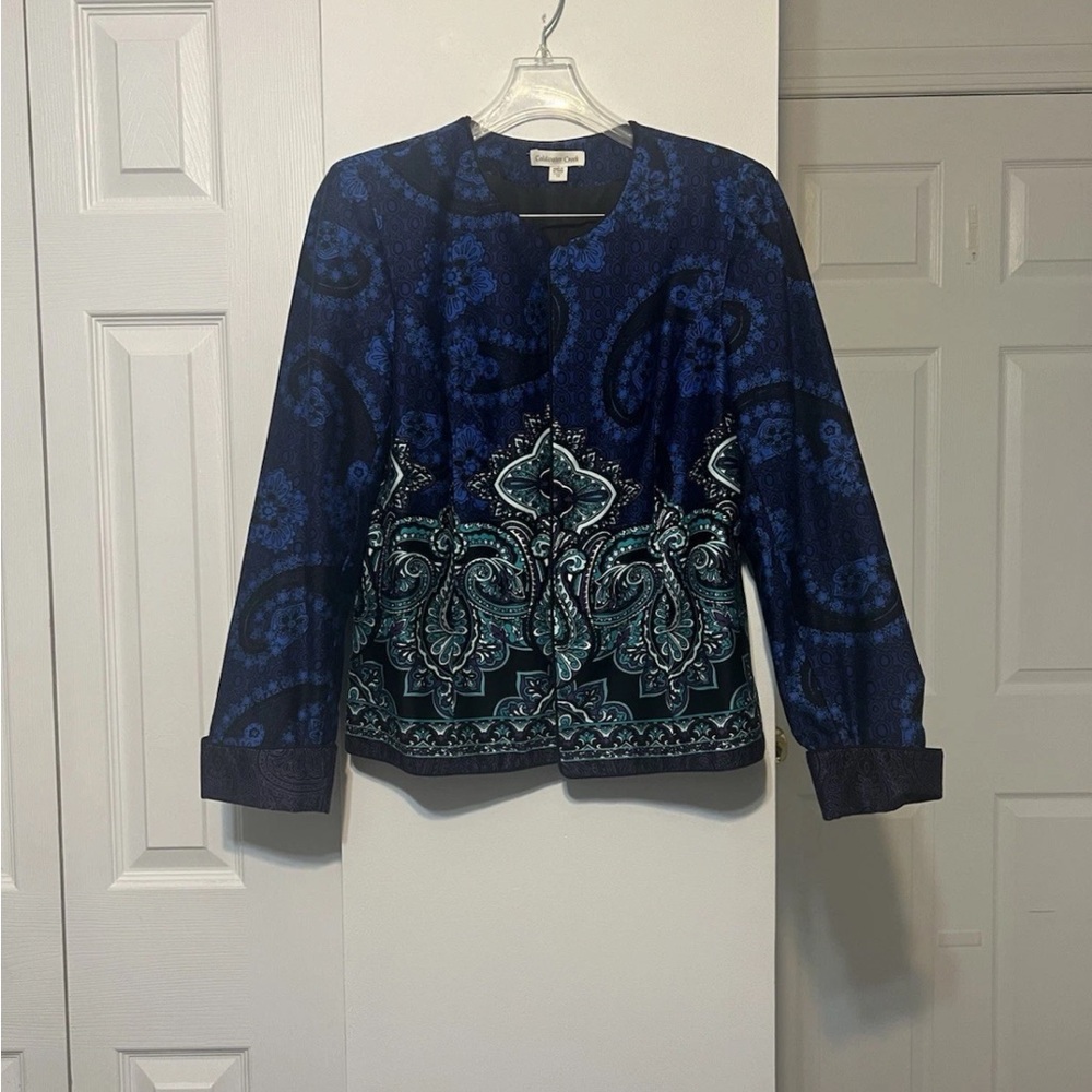 Coldwater Creek‎ Blue Colorful Paisley Blazer. In excellent condition. Size 12